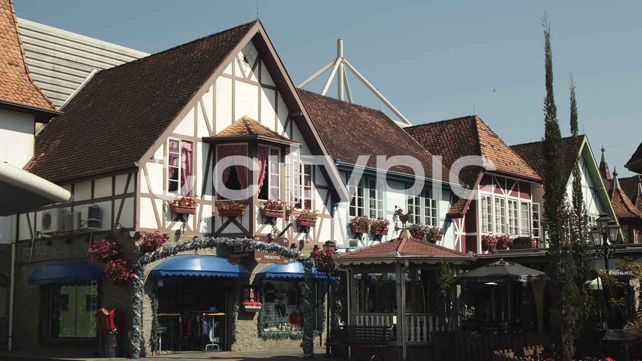 Vista de longe do comércio local da vila germânica da cidade de Blumenau em Santa Catarina