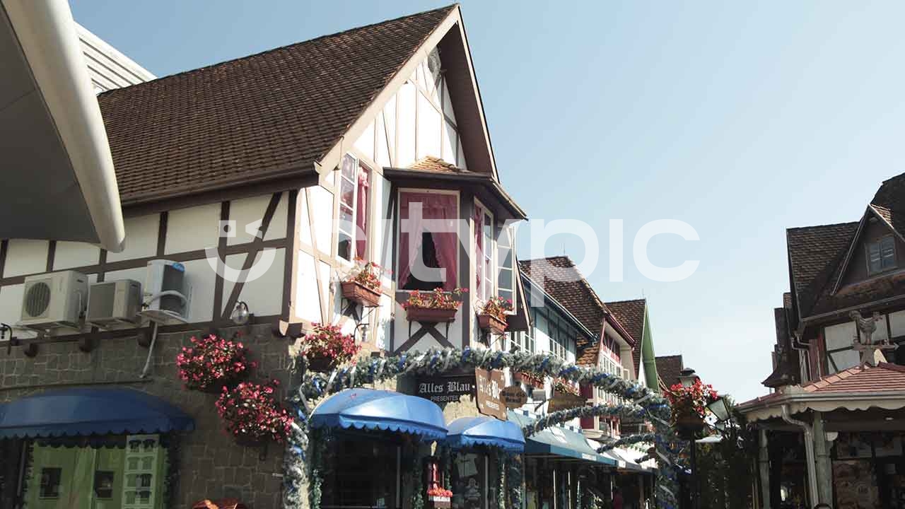 Vista de perto do comércio local da vila germânica da cidade de Blumenau em Santa Catarina