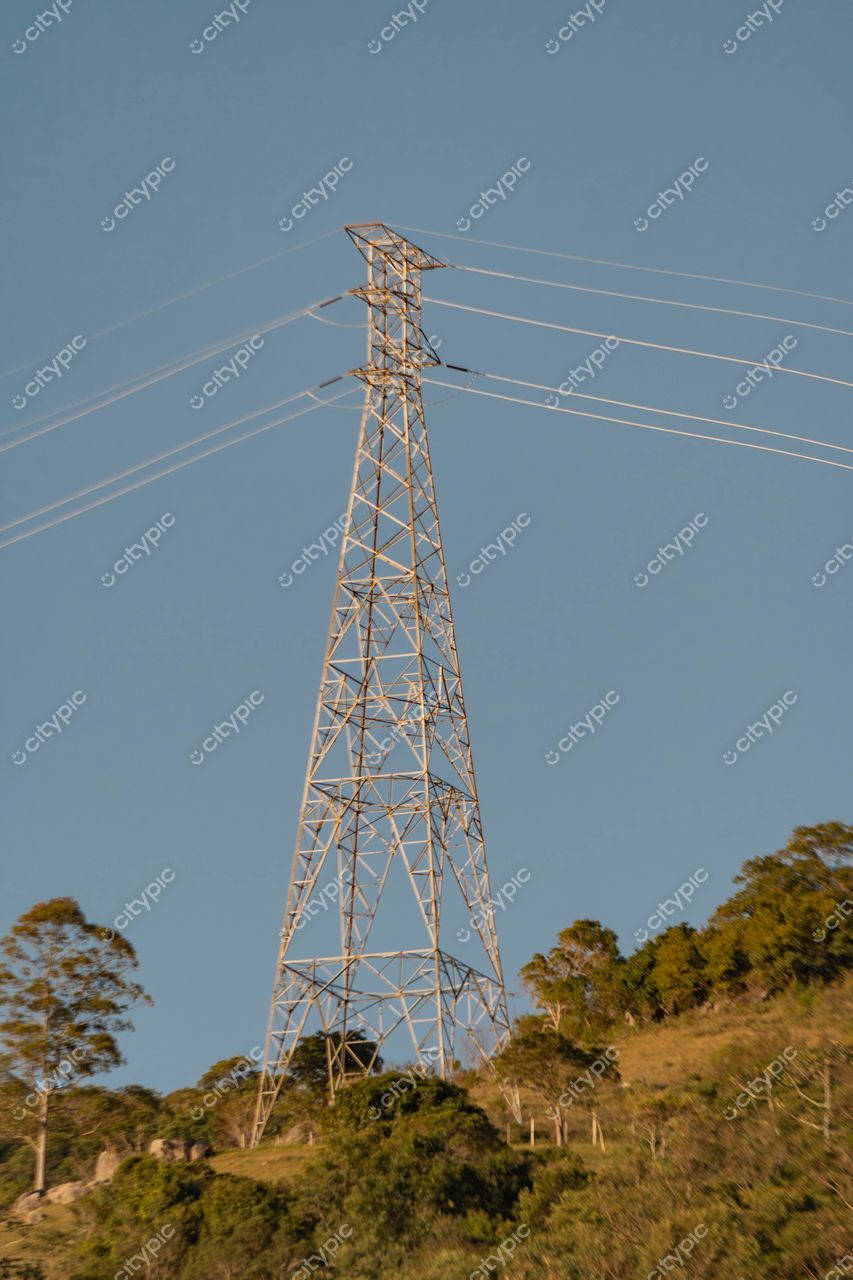 Costeira do Pirajubaé, Florianópolis: Torre de transmissão elétrica em harmonia com a natureza local