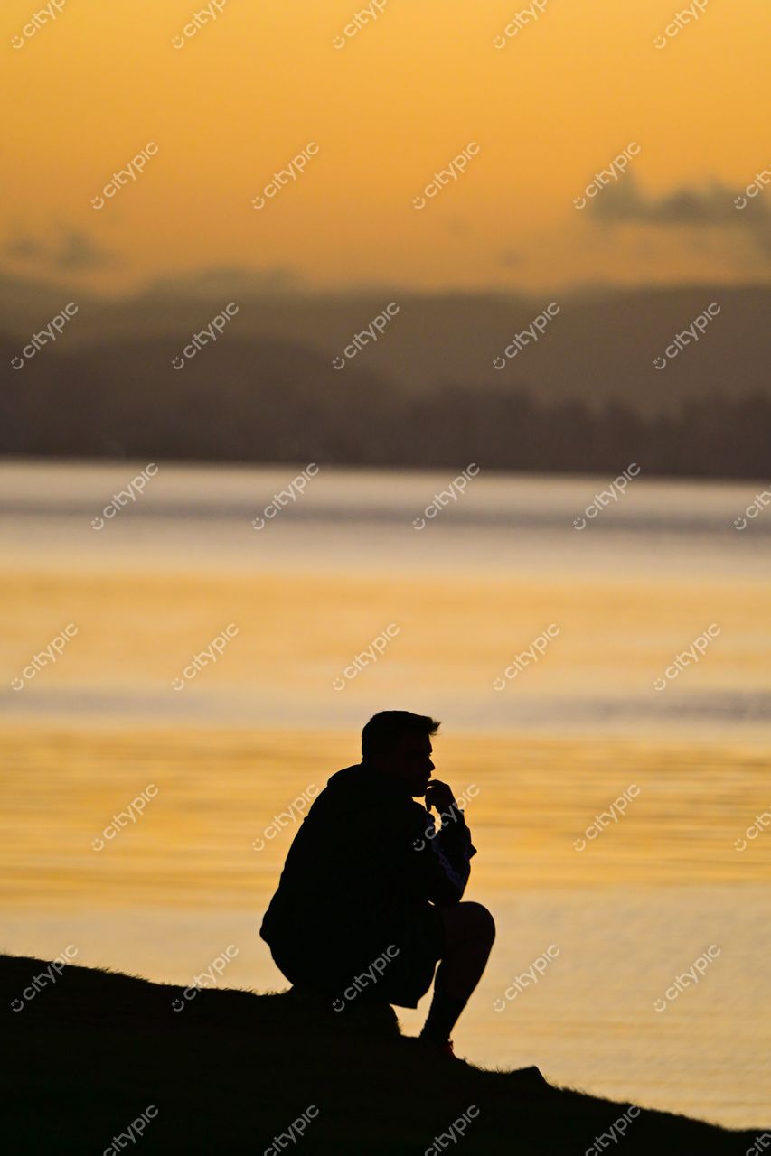 Pôr do sol no lago: Centro, Florianópolis, Santa Catarina, Brasil