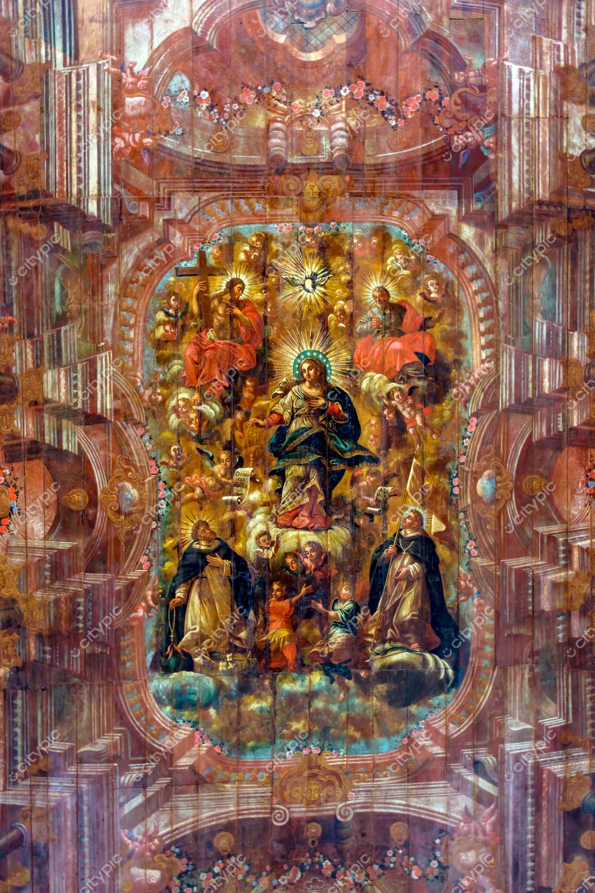 Obra de arte sacra no Pelourinho, Salvador: reverência e espiritualidade em cores vibrantes