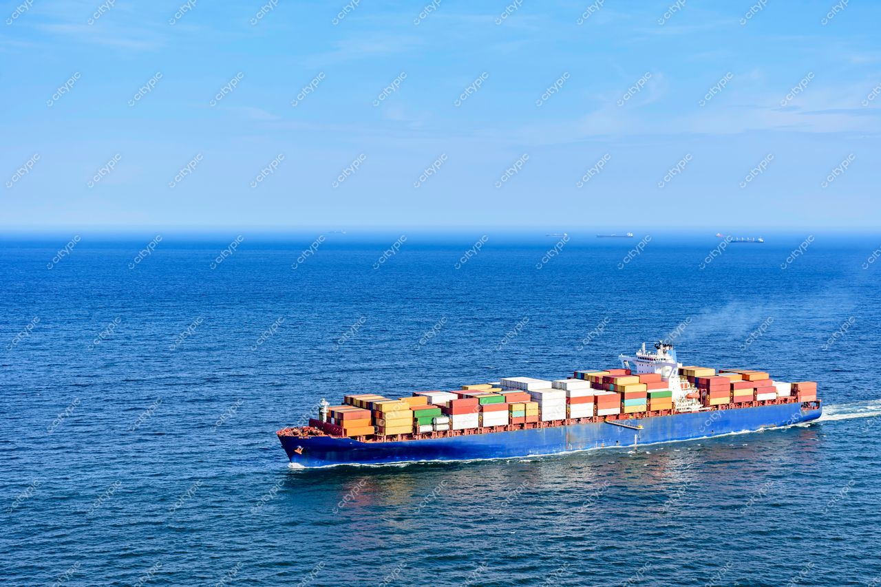 Navio cargueiro navegando em alto-mar na cidade do Rio de Janeiro, Brasil: comércio e conectividade global em destaque