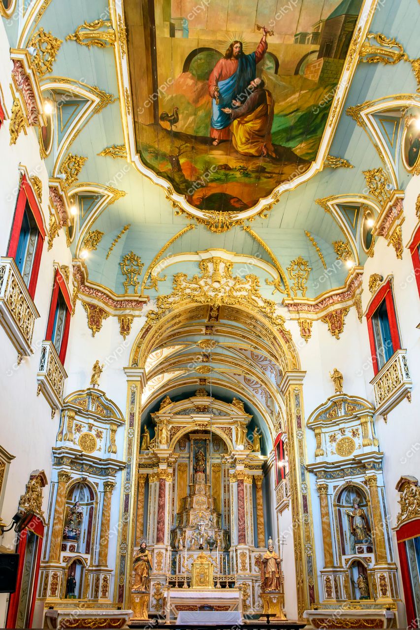 Igreja Barroca no Pelourinho: Beleza e Reverência em Salvador, Bahia, Brasil