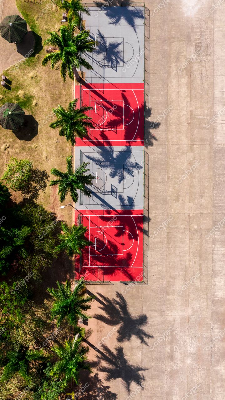 São Paulo, Brasil: Complexo de quadras de basquete em meio à natureza urbana