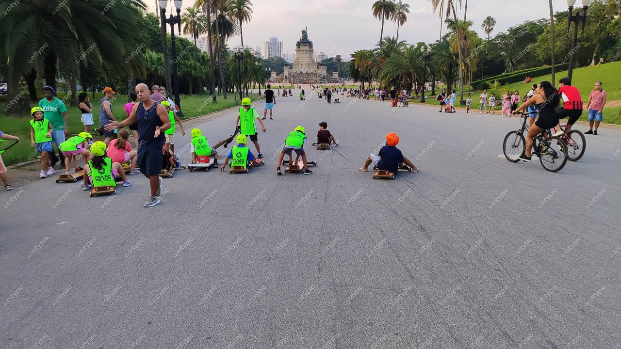 São Paulo, Brasil: Corrida de carrinhos de madeira no parque da cidade