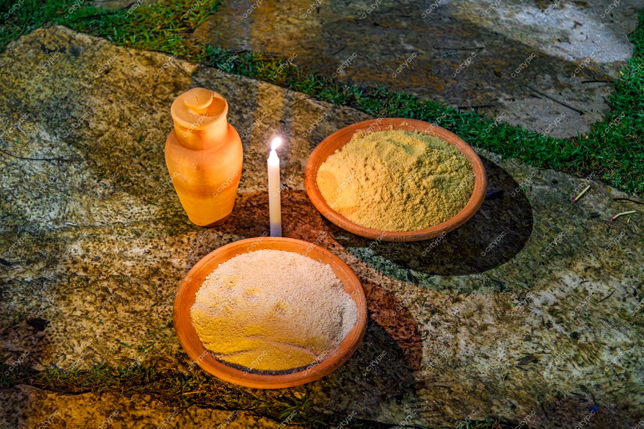 Locais Diversos em Belo Horizonte, Minas Gerais: Cena Serena com Farinhas de Barro e Vela Acesa