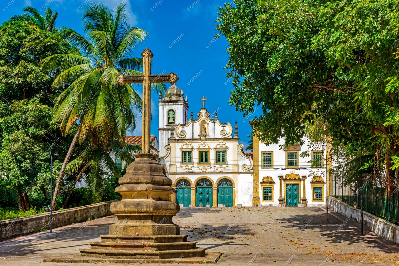 Pátio da Cruz: Vista histórica em Olinda, Pernambuco, Brasil