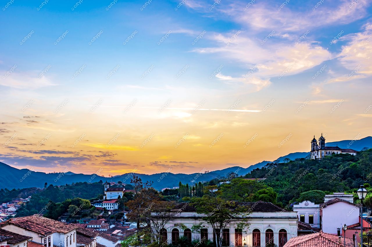 Ouro Preto, Minas Gerais: Vista panorâmica deslumbrante ao entardecer
