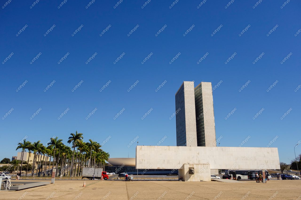 Brasília, Distrito Federal: Congresso Nacional do Brasil em toda sua imponência e beleza modernista