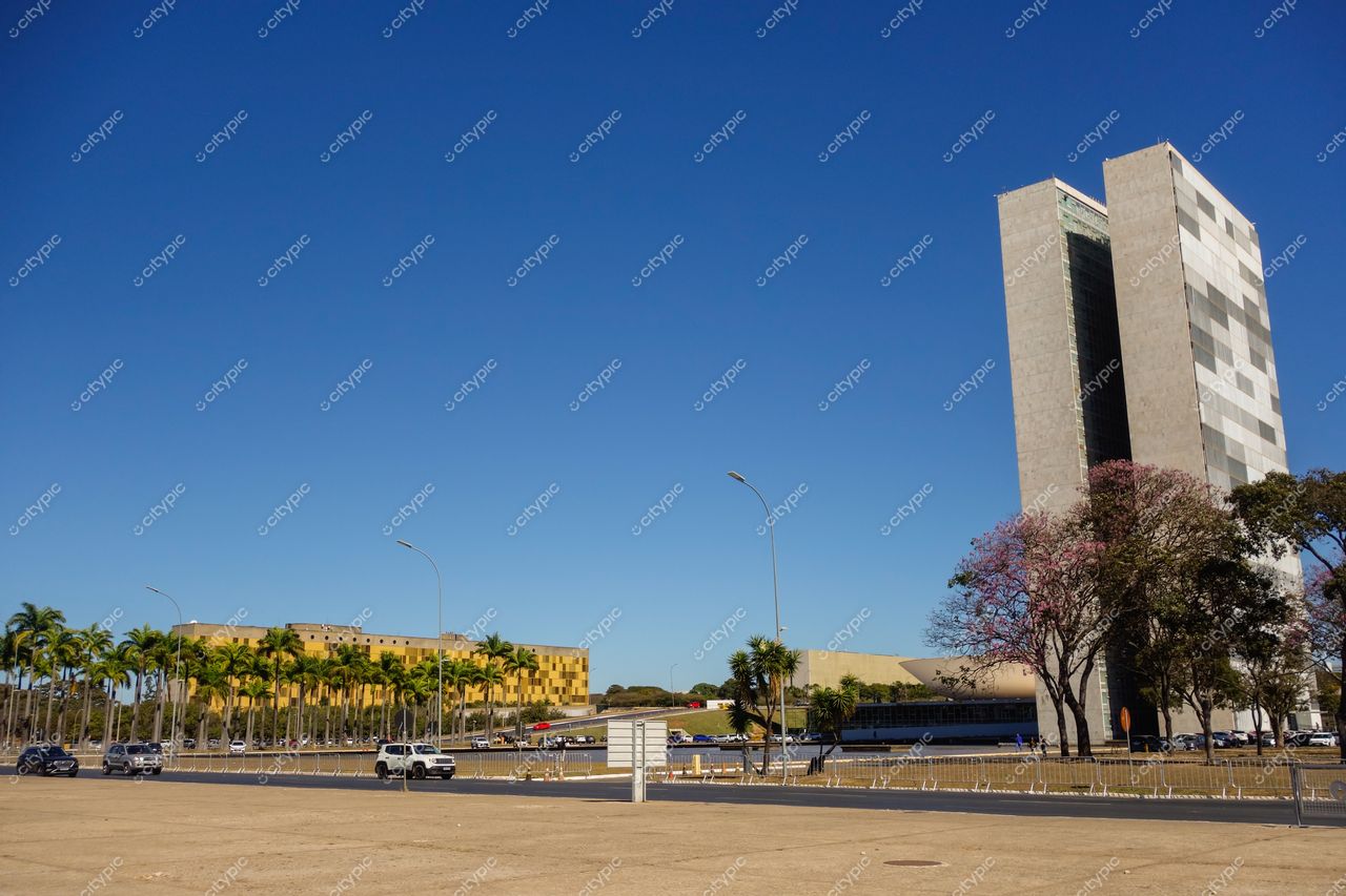 Brasília: A harmonia entre arquitetura moderna e natureza sob o céu azul