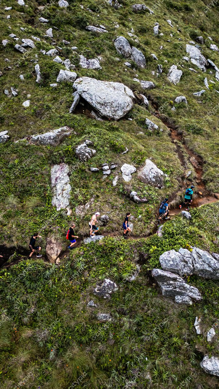 Lagoinha do Leste em Florianópolis com grupo de pessoas caminhando por trilha em vegetação exuberante e céu nublado