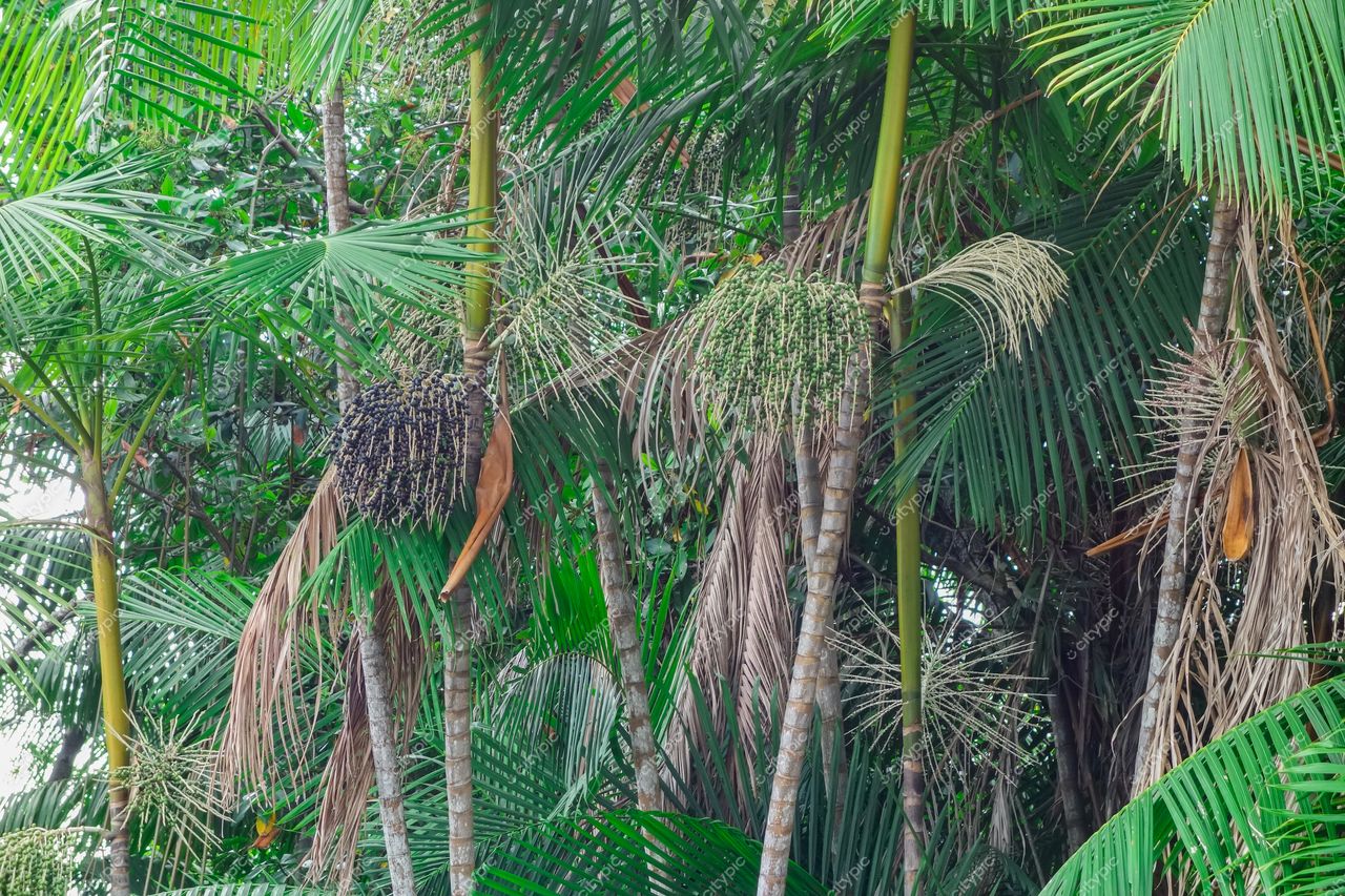 Atins, Maranhão denso agrupamento de palmeiras com frutos escuros em dia claro e iluminação suave na vegetação tropical